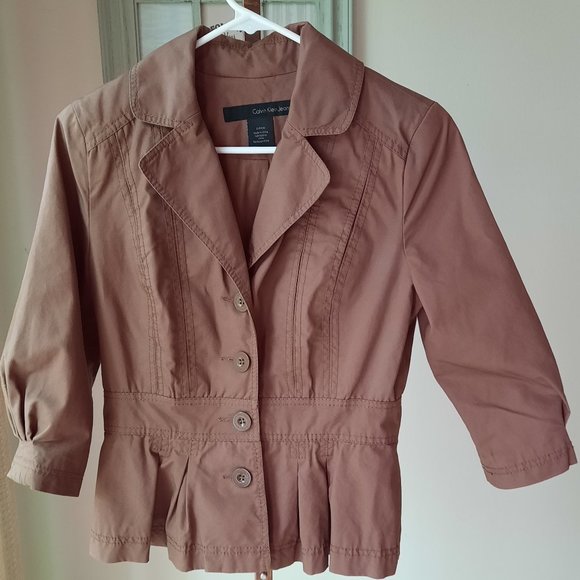 Calvin Klein Jackets & Blazers - Calvin Klein Jeans brown jacket sz S with pleats at the waist and wrist